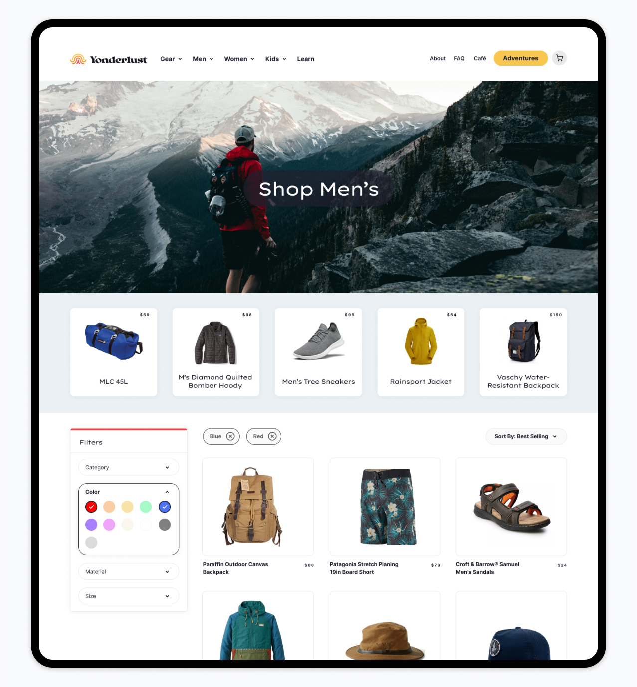 Yonderlust e-commerce store menswear 